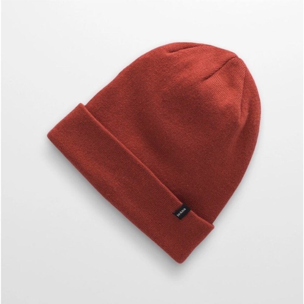 Prana Flip It Beanie Rust Dark Orange/Red Unisex Men Women Sustainable $35 MSRP